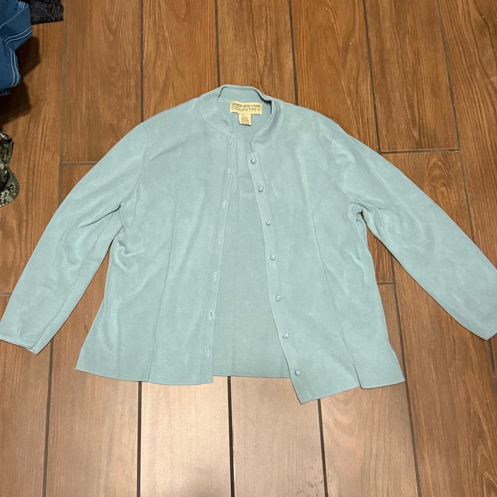 Jones New York Country Light Blue Knit Top